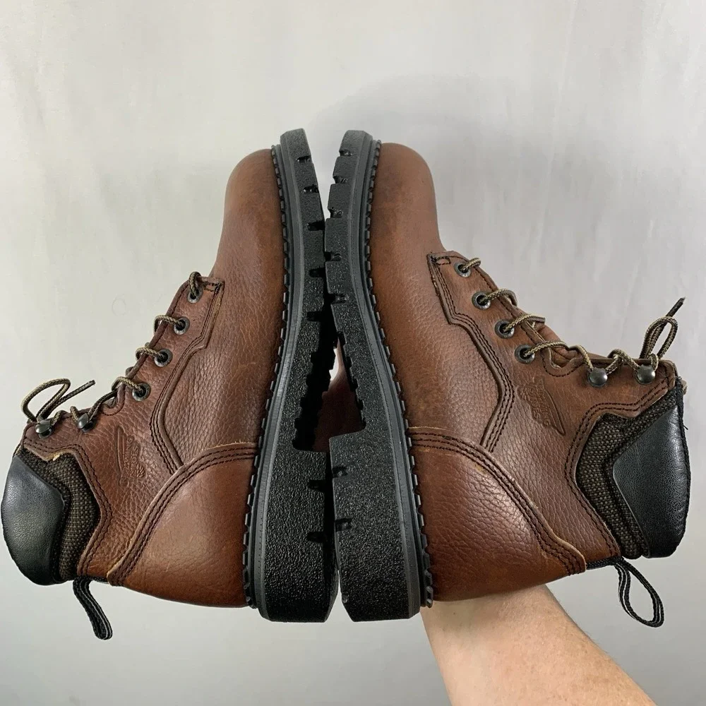 Red Wing Mens Leather Soft Toe EH Work Boots Size 7 B (Narrow) Lug Sole ASTM USA